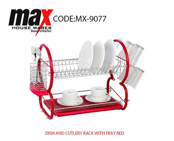 Dish Drainer Cutlery Rack with Drip Tray Red MX9077 / DL9402 (Parcel Rate)