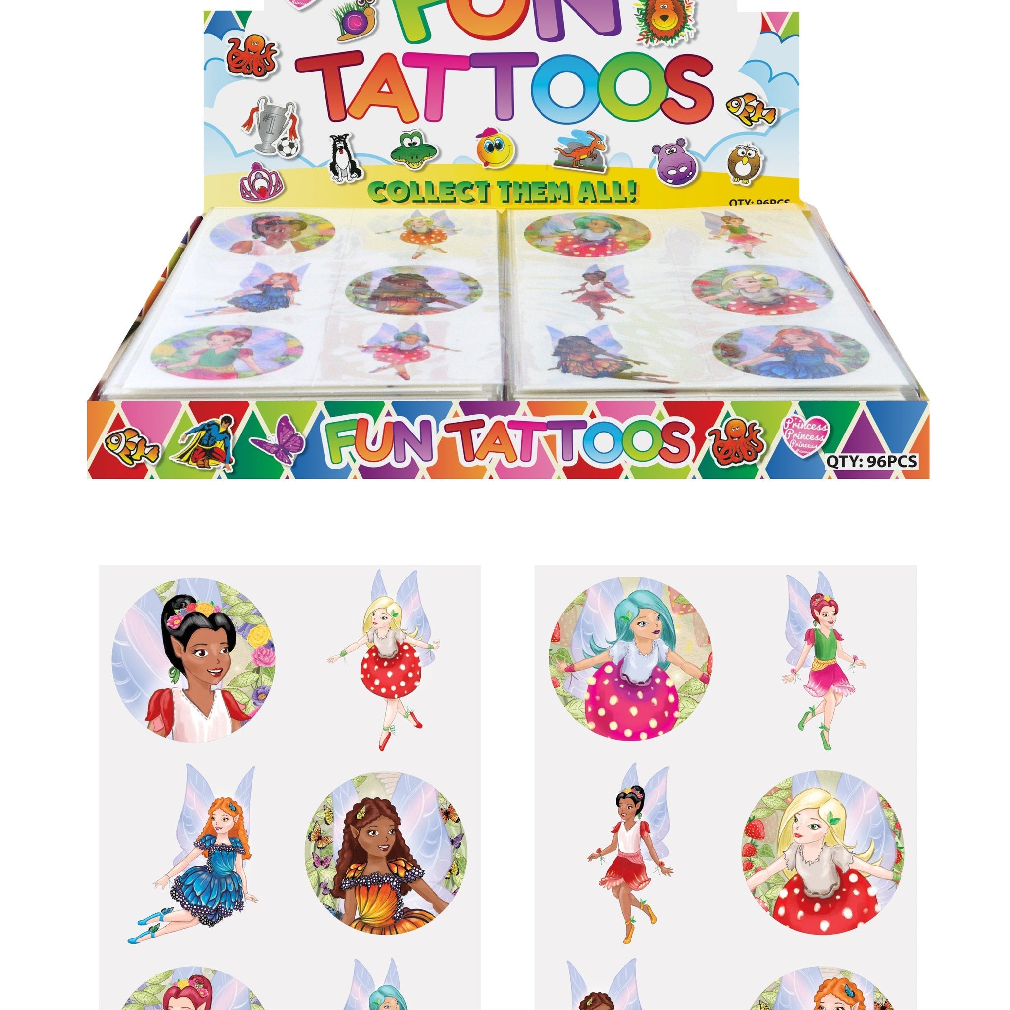 Children's Fun Sticker Tattoos Fairy Style (4cm) Assorted Designs N51045 (Parcel Rate)