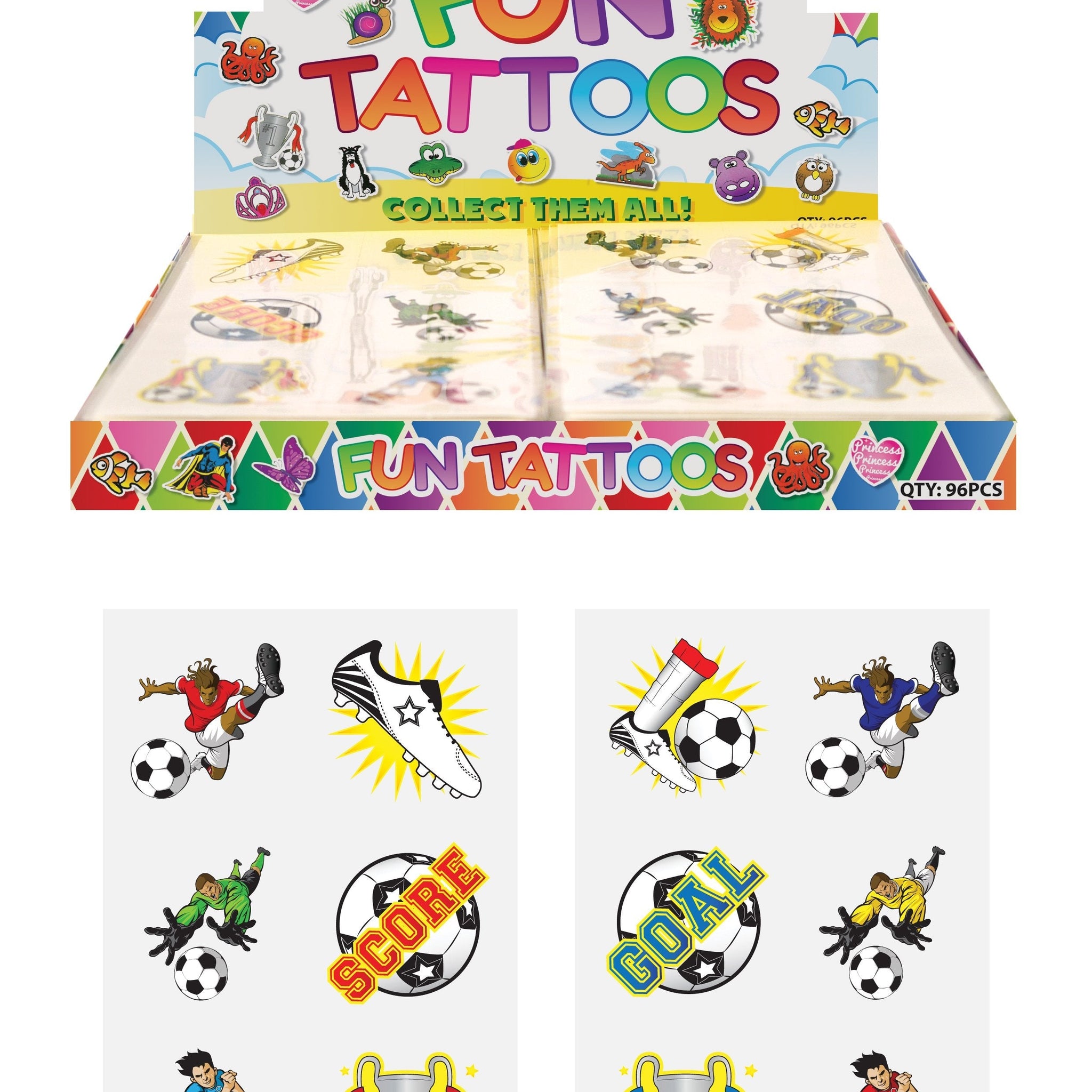 Children's Fun Sticker Tattoos Football Style (4cm) Assorted Designs N51047 (Parcel Rate)