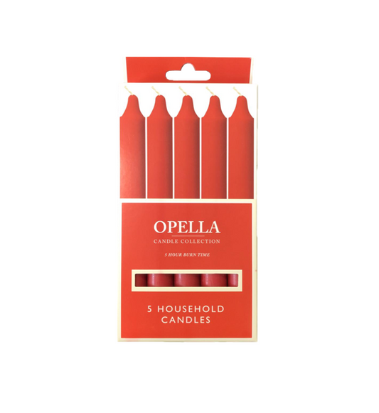 Opella Candle Pack of 5 Red OW5R / CD005 (Parcel Rate)