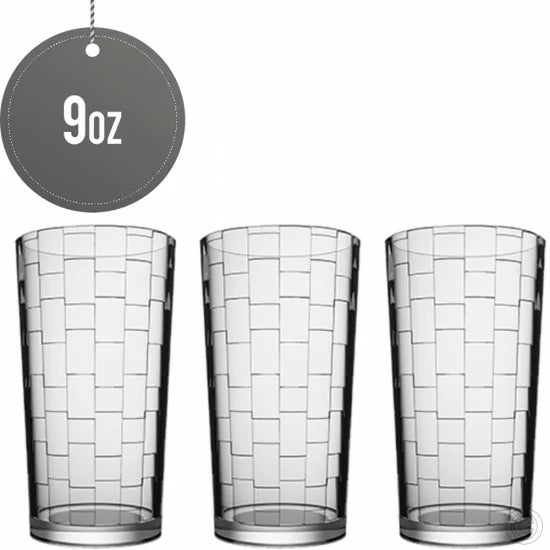 Azur Tumbler Drinking Glass Façade Design 9oz Pack of 3 P19119FA3PK (Parcel Rate)