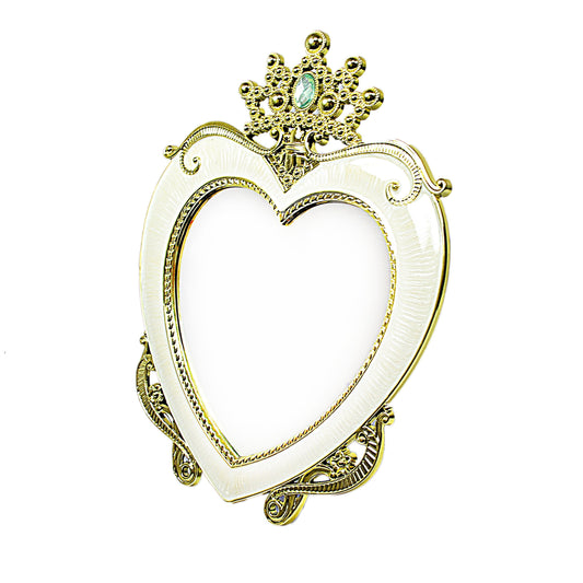 Vintage Retro Heart Shaped Photo Frame With Crown Detail 20cm 4062 (Parcel Rate)