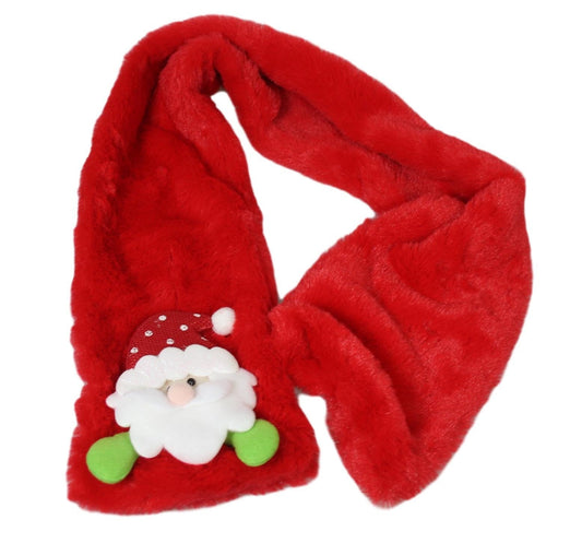 Children's Festive Red Christmas Scarf with Santa Claus / Snowman 90cm 5440 (Parcel Rate)