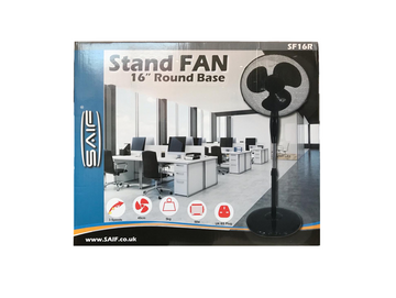 SAIF 16" Stand Fan Round Base Black SF16R/F16R (Big Parcel Rate)