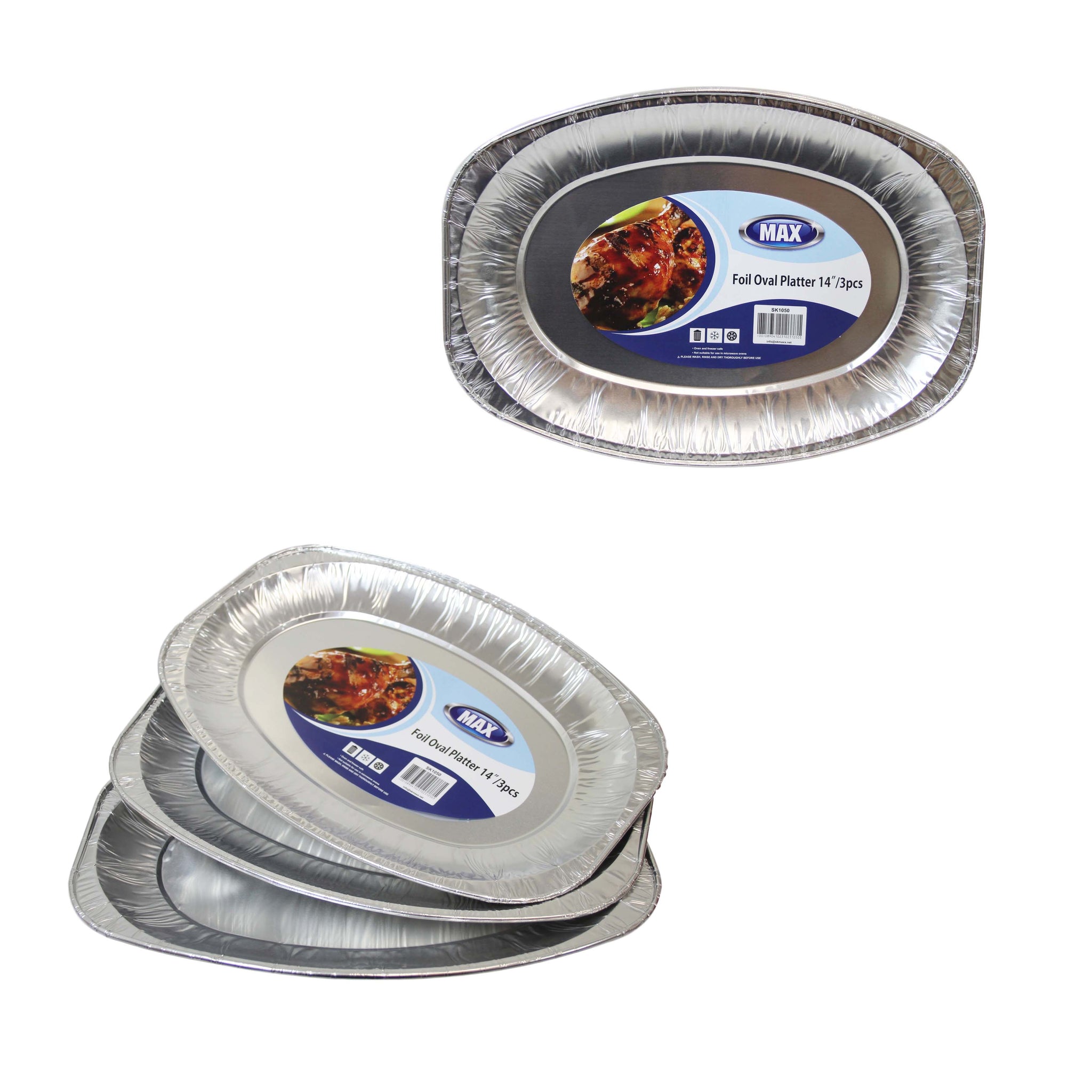 14'' Foil Oval Serving Platter Tray Food Starters Oven And Freezer Safe Platters 3 Pack SK1050 (Parcel Rate)