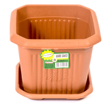 N0. 0 Plastic Square Plant Indoor Outdoor Garden Plant Pot with Base 10 x 8.5cm H2459 (Parcel Rate)p