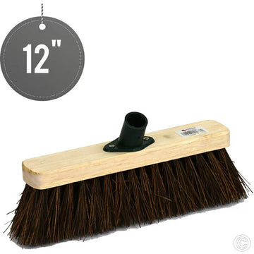 12" Hard Bassine Garden Wooden Broom Brush Head ST1638 (Parcel Rate)p