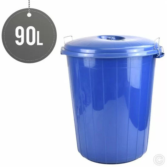 Plastic Double Lock Handle Bin With Lid 90 Litre Assorted Colours ST5117 (Big Parcel Rate)