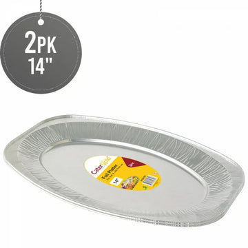 Aluminium Oval Foil Platter 14" 2 Pack ST80789 (Parcel Rate)