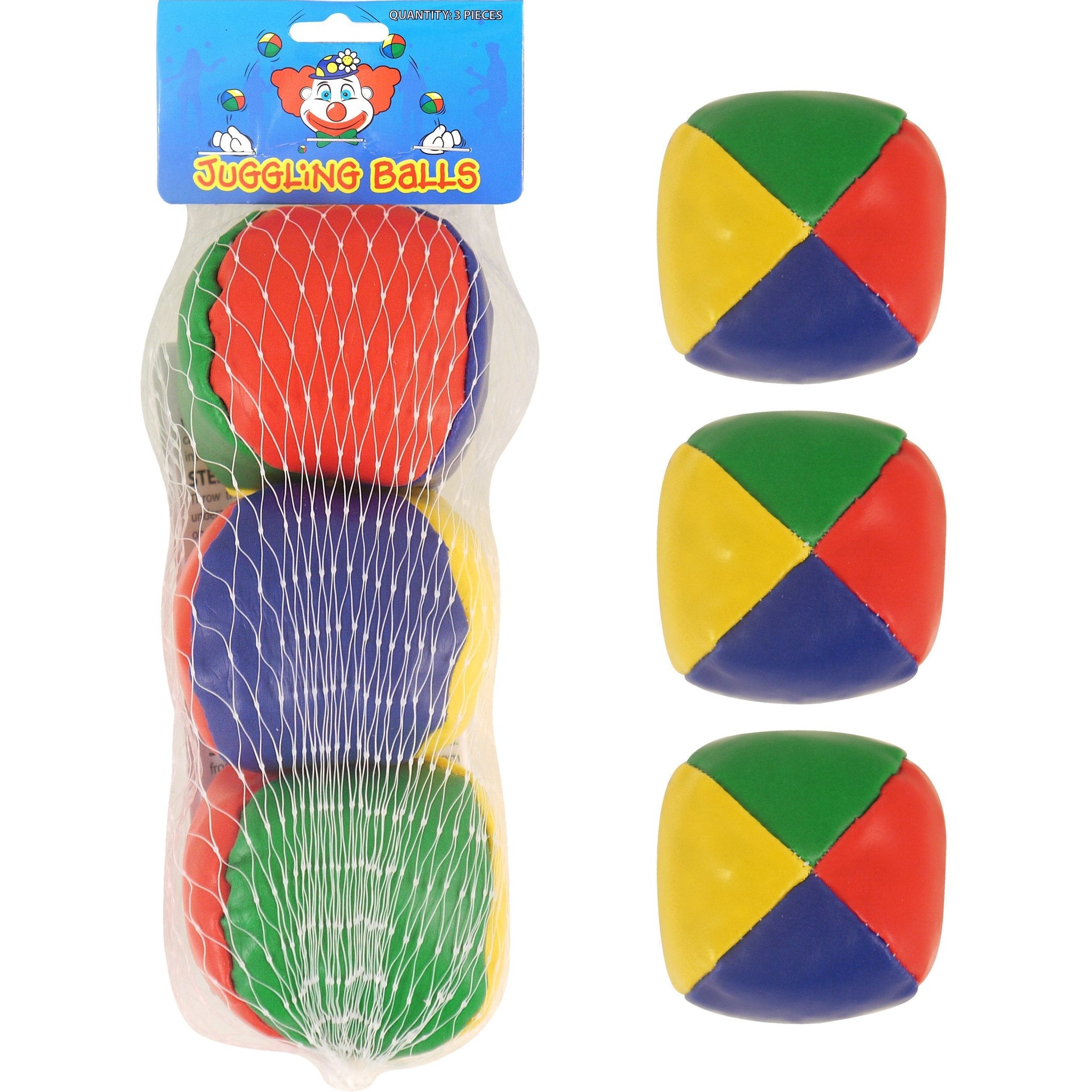 3 Soft Juggling Balls Circus Clown Coloured Learn To Juggle Toy Game T03069 (Parcel Rate)