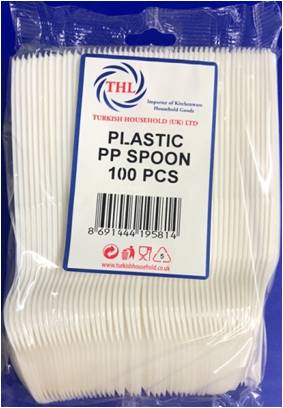 Disposable White Plastic Spoons Pack of 100 AP1003 / THL9581 (Parcel Rate)