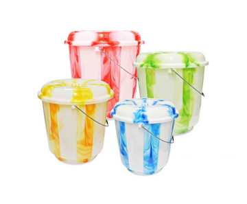 13 Litre Tie Dye Design Plastic Bucket with Lid Assorted Colours TS60990 (Big Parcel Rate)