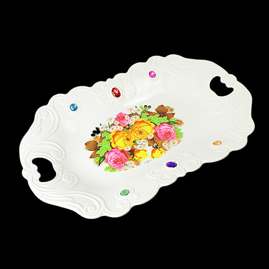 Jewelled Tray Design With Handles 3210 (Parcel Rate)