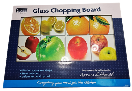 Glass Chopping Board Protects Worktops Heat Resistant Odour Stain Proof 30 x 40cm 2111 (Parcel Rate)