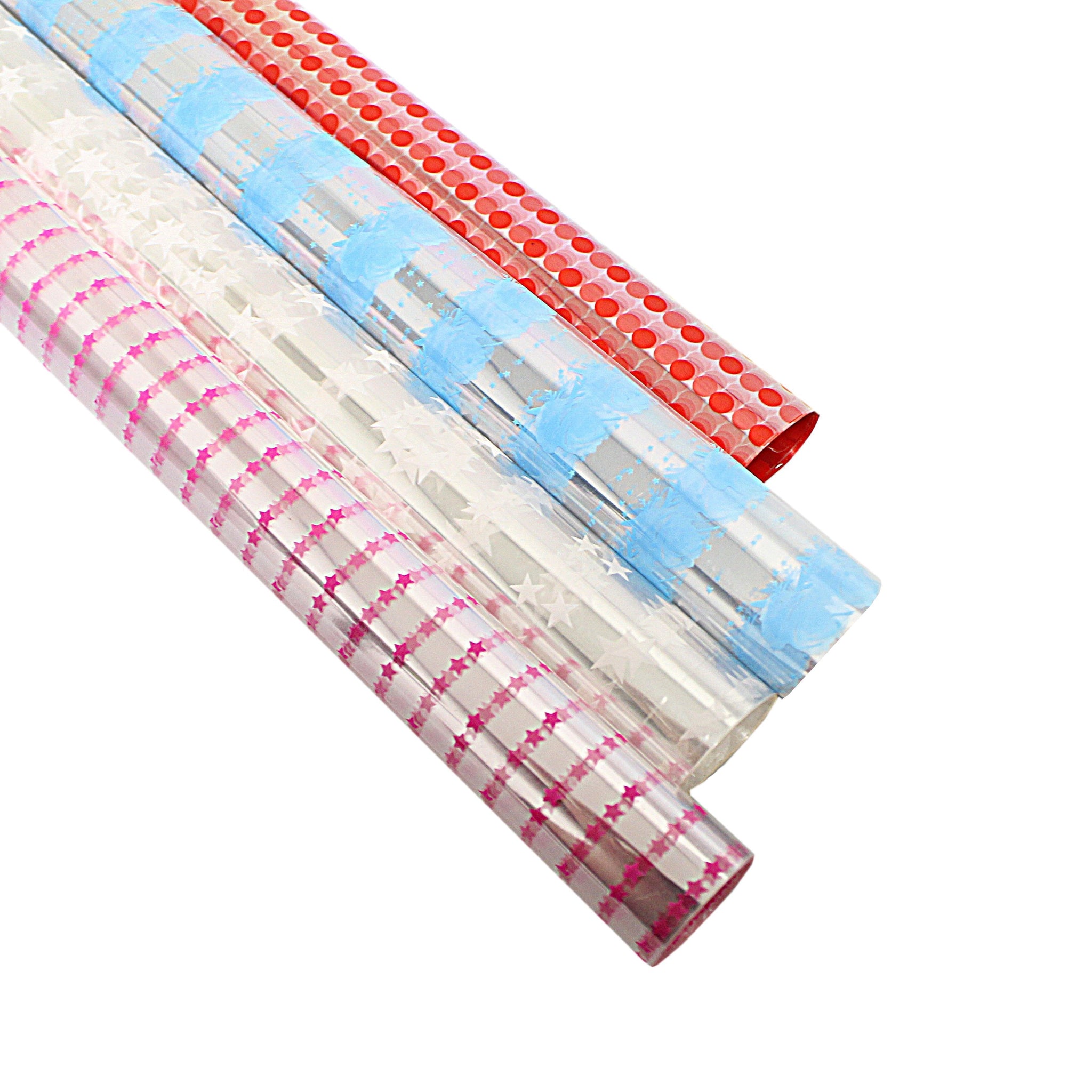 Colourful Clear Transparent Cellophane Gift Bouquet Wrap Assorted Designs and Colours 70cm x 2m 1222 (Parcel Rate)