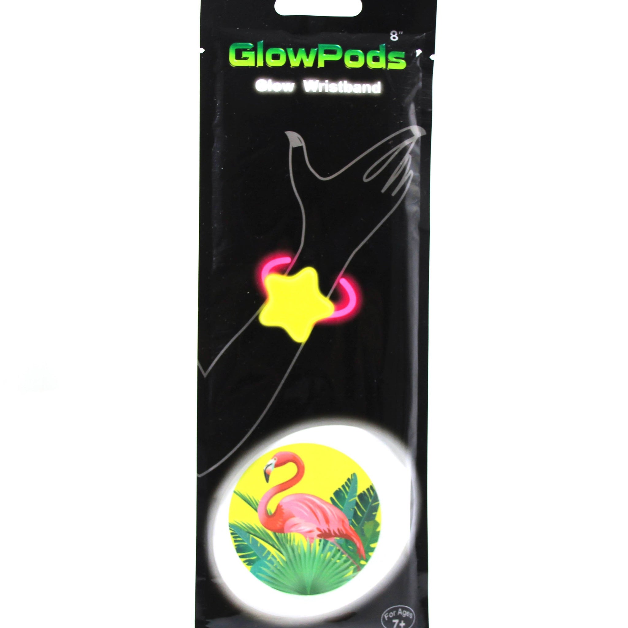 Glow In The Dark Pods Neon Party Wristband FLAMINGO Shape 8'' 5254 (Parcel Rate)