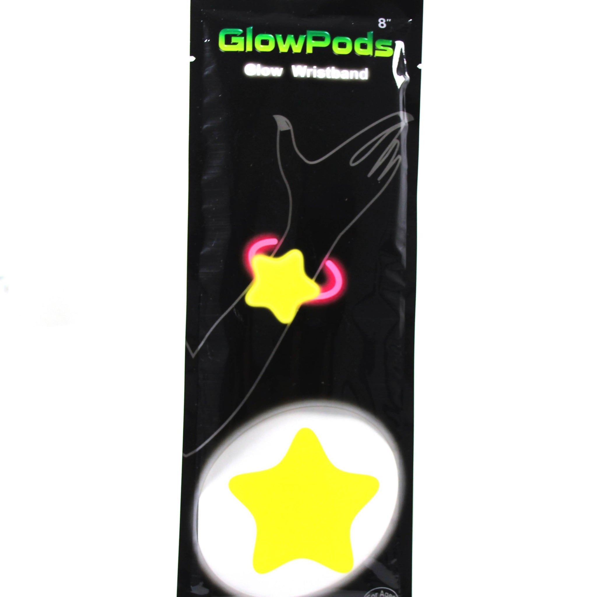 Glow In The Dark Pods Neon Party Wristband Glowing STAR Shape 8'' 5255 (Parcel Rate)