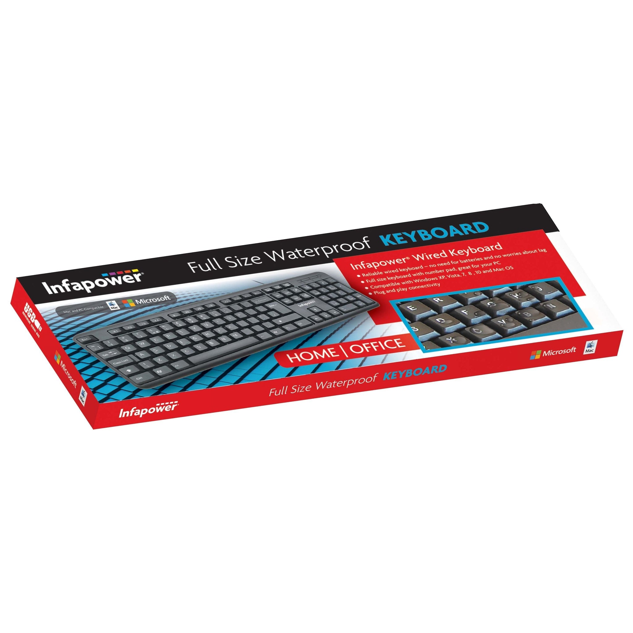 Waterproof Infapower Wired Keyboard Full Size Computer Keyboard Windows X201 (Parcel Rate)