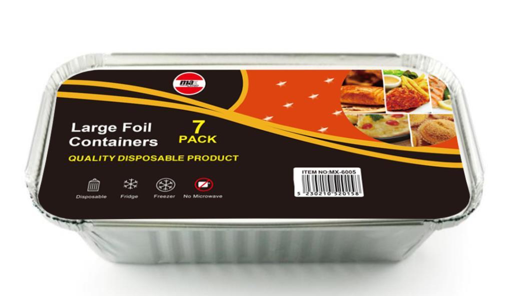 Large Aluminium Foil Food Containers with Lids Pack of 6 MX6005 (Parcel Rate)