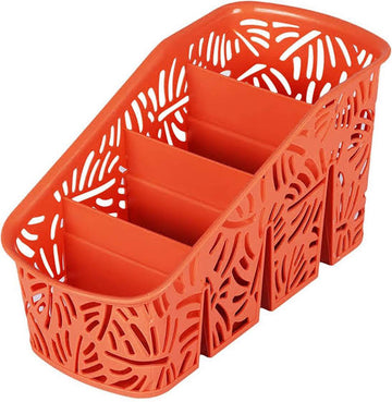 Plastic Kitchen Cutlery Holder Rack Drainer 18 x 10 cm Hollow Leaf Pattern Assorted Colours 6804 (Parcel Rate)