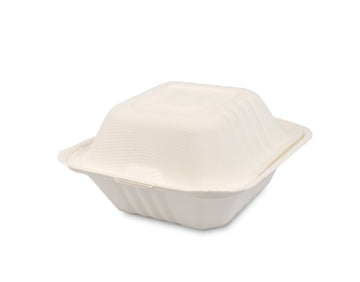 500 Pieces Disposable Eco Bagasse Take Away Food Container Burger Box 6" 33499 (Big Parcel Rate)