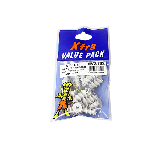 Xtra Value Pack Nylon Plaster Master Plasterboard Fixings Pack of 15 EV3133 (Large Letter Rate)