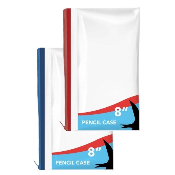 Clear Exam Pencil Case 8" Assorted Colours P3084 (Parcel Rate)