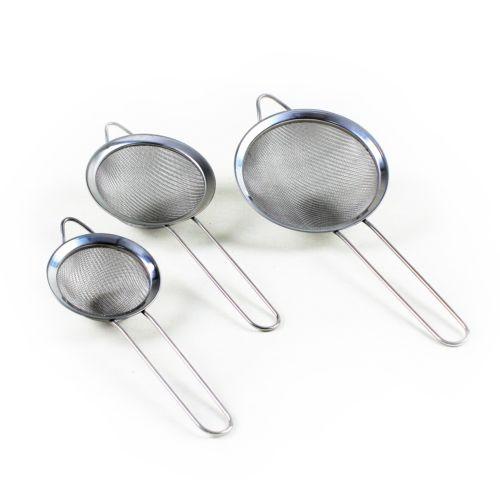 Stainless Steel Fine Mesh Strainer Sieve Set of 3 Assorted Sizes 1049 A (Parcel Rate)