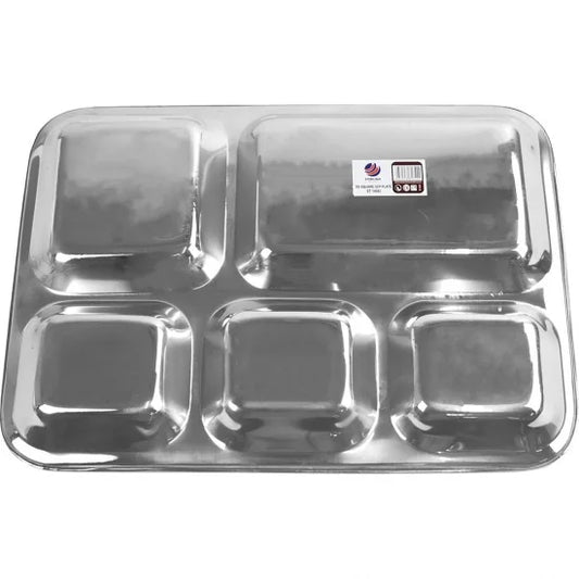 Stainless Steel 5 Compartment Dinner Lunch Tray 34 x 26cm ST14083 (Parcel Rate)