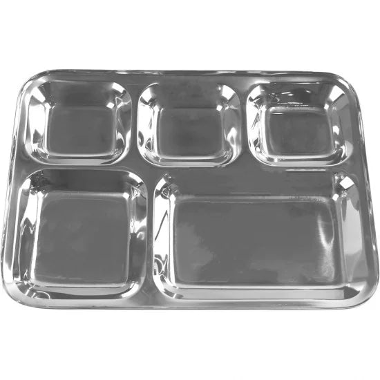 Stainless Steel 5 Compartment Dinner Lunch Tray 34 x 26cm ST14083 (Parcel Rate)