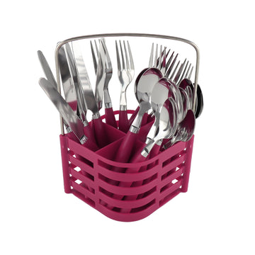 SQ Durane Metal Cutlery Set of 24 Purple 10738 A (Parcel Rate)