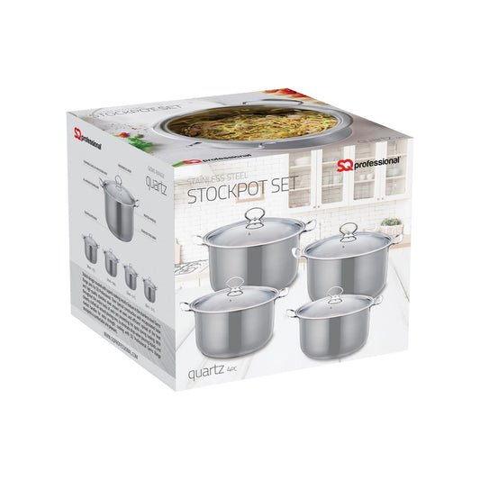 SQ Professional Gems Stainless Steel Stockpot Set of 4 Quartz 18-20-22-24cm 9581 / 3472 (Big Parcel)