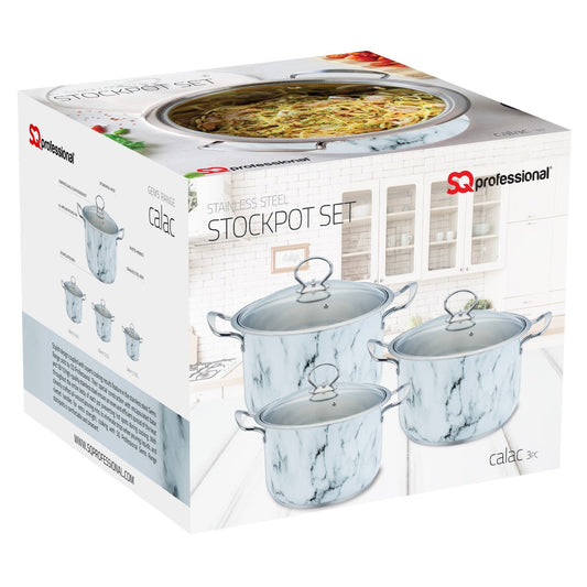 SQ Professional Gems Stainless Steel Stockpot Set 3pc Calac 26-28-30cm 9787 (Big Parcel)