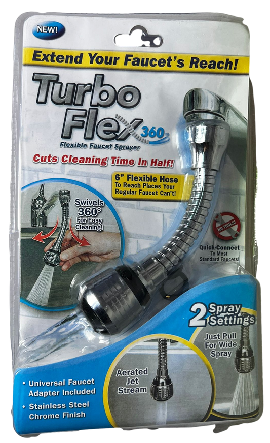 Turbo 360 Flex Sink Faucet Sprayer Flexible Kitchen Double Swivel 6'' Hose 5274 (Parcel Rate)